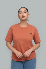 Unisex Rust Orange Minimal Logo T-Shirt – Premium Cotton | Everyday Comfort Fit