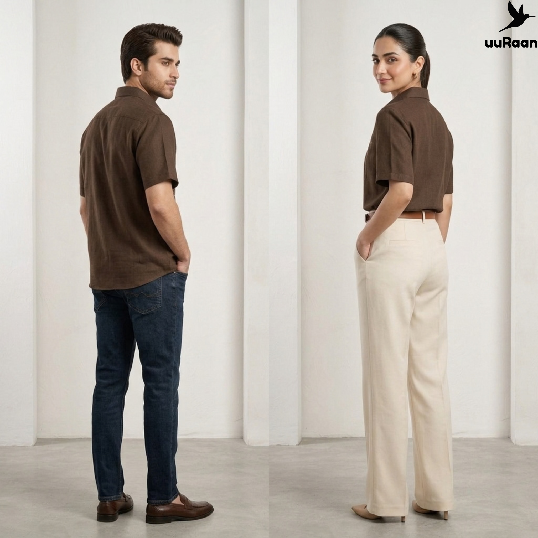 Premium Brown Embroidered Oversized Shirt – uuRaan Unisex Casual Streetwear