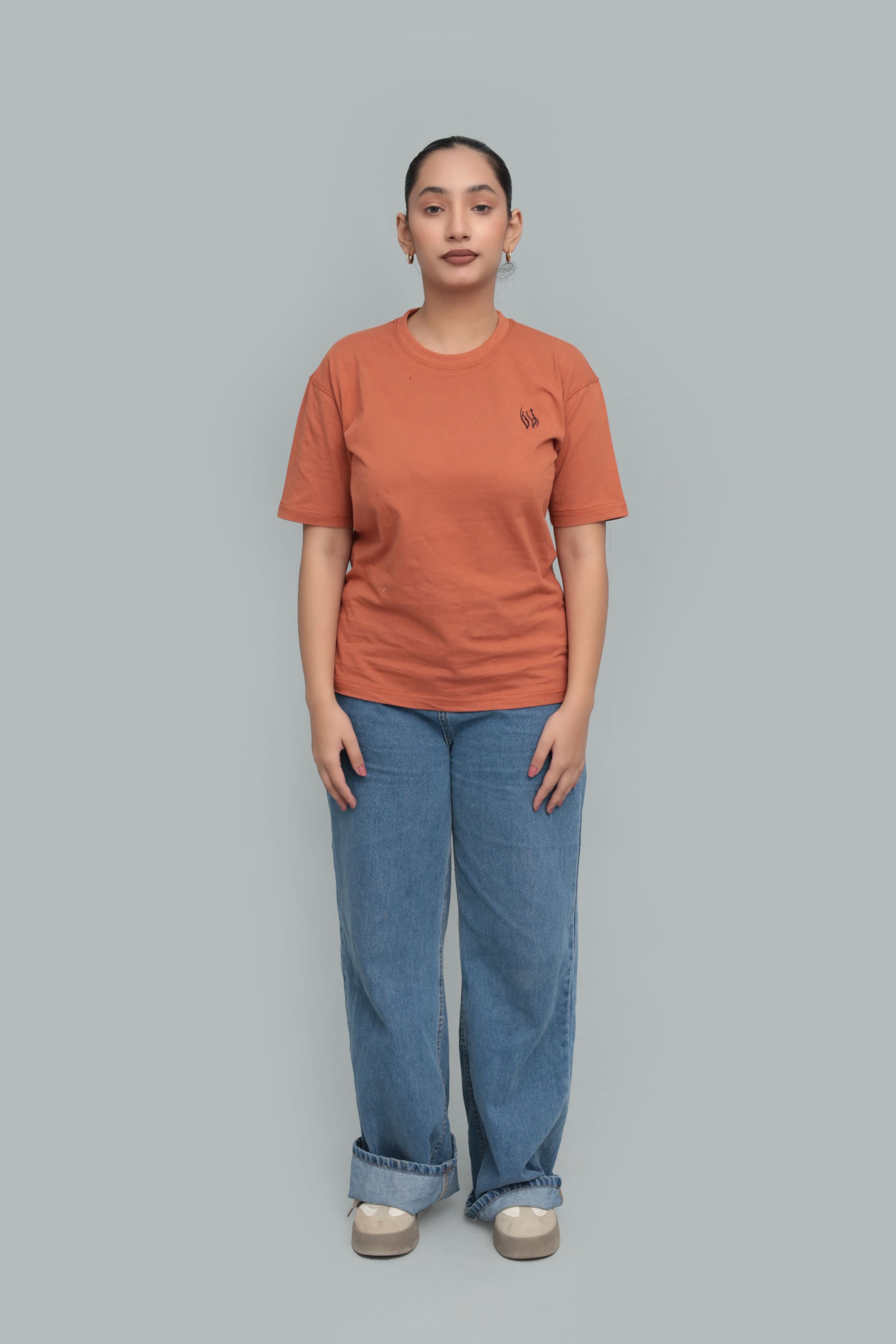 Unisex Rust Orange Minimal Logo T-Shirt – Premium Cotton | Everyday Comfort Fit