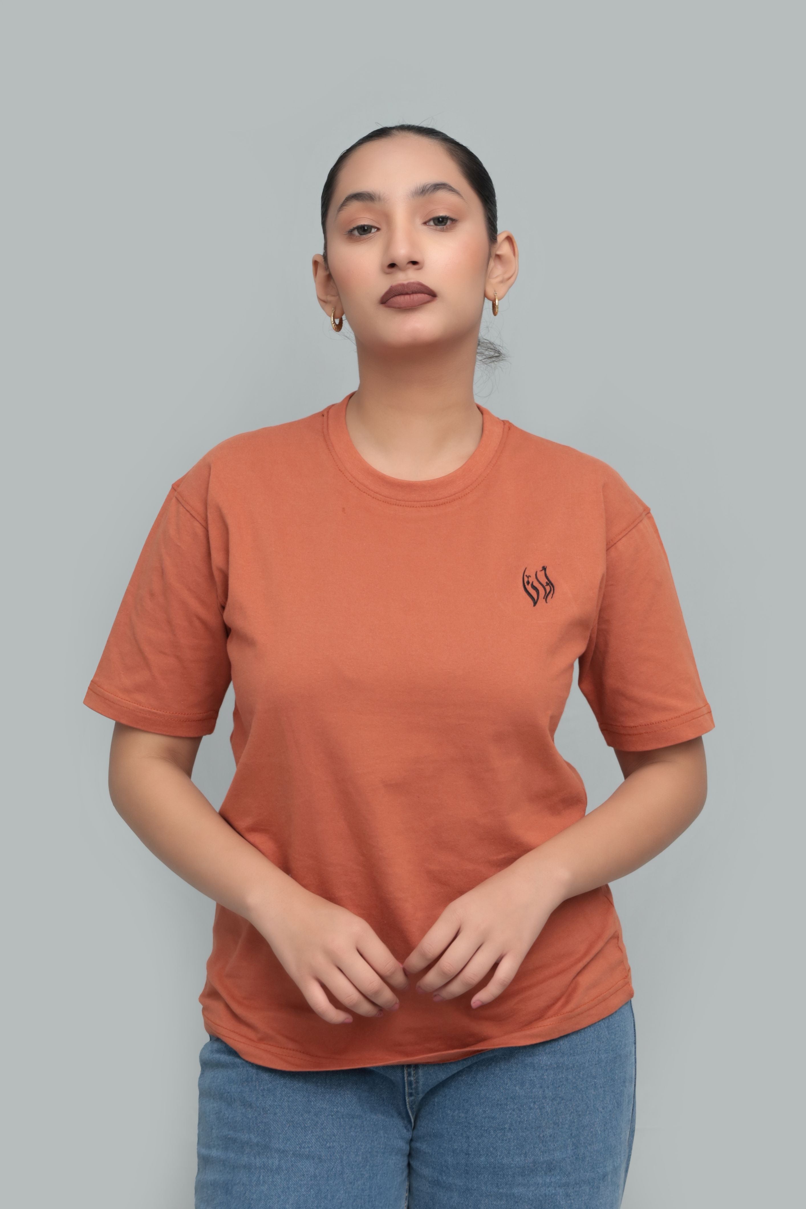 Unisex Rust Orange Minimal Logo T-Shirt – Premium Cotton | Everyday Comfort Fit