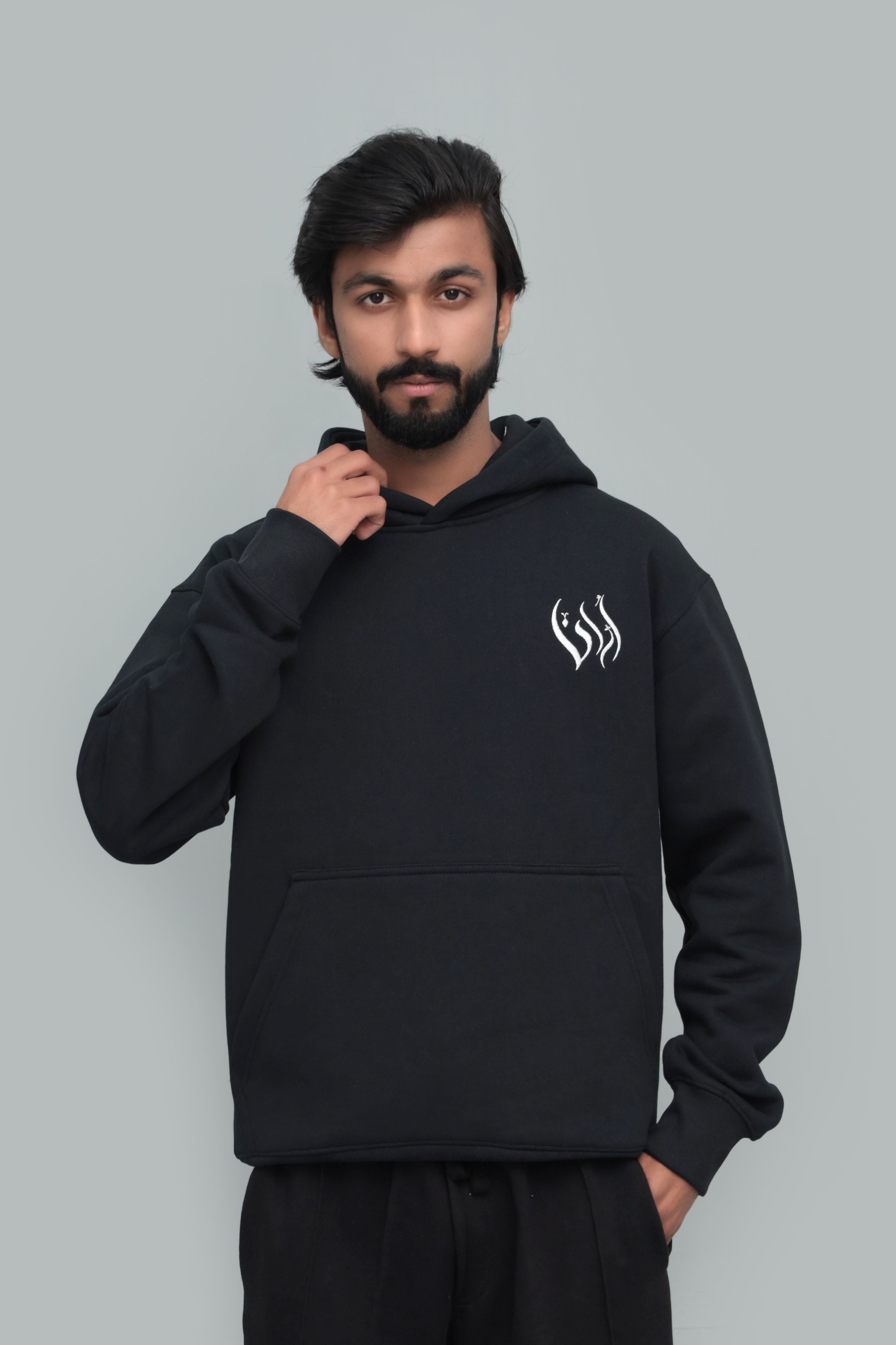 Unisex Premium Black Hoodie – Minimal Logo | Heavyweight Winter Wear