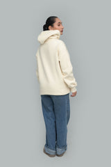 Cream Floral Embroidered Oversized Hoodie